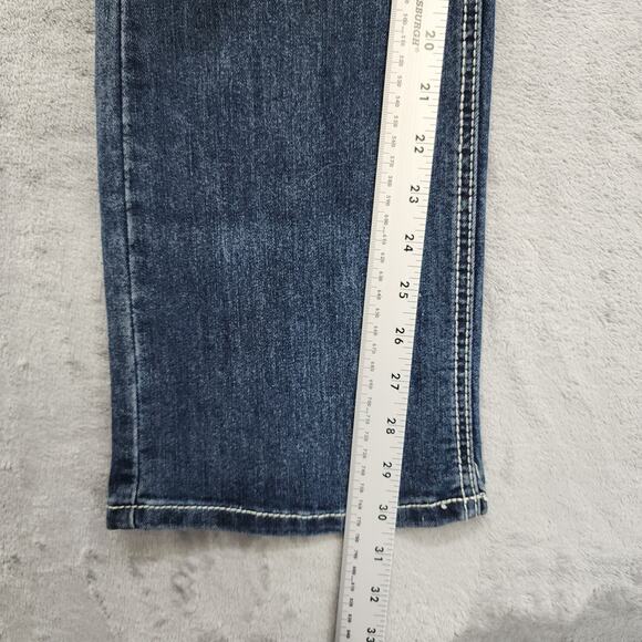 NEW D'mode Jeans Womens 11 Juniors Blue Mid Rise Straight Leg Flap Pockets Bling - Picture 14 of 16